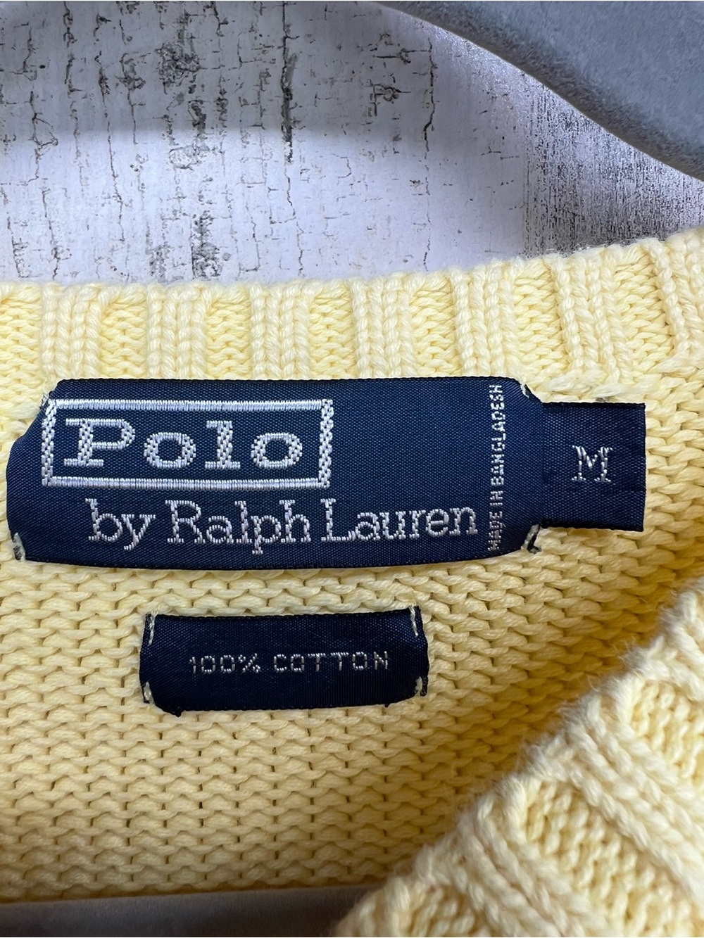 Polo Ralph Lauren Yellow Crewneck Pullover Sweater 100% Cotton Mens Medium - Picture 2 of 6